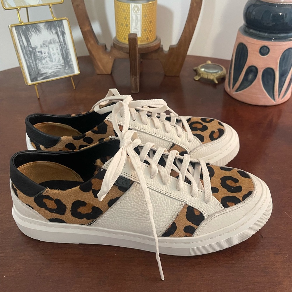 Ugg Alameda Womens Spotty Lace Sneakers Leather Leopard Print Causal 9.5